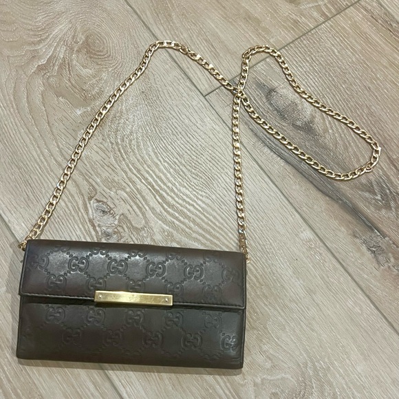 Gucci Handbags - GUCCI Brown Guccissima Continental  Flap Wallet WOC